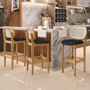 Ver imagem 2 de Kit 04 Banquetas Altas Para Cozinha Bancada Sala Tela Betta Fixa L02 Couríssimo Preto - Lyam Lyam De