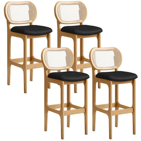 Kit 04 Banquetas Altas Para Cozinha Bancada Sala Tela Betta Fixa L02 Couríssimo Preto - Lyam Lyam De