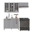 Ver imagem 1 de Cozinha Compacta Bariloche 8 Portas 2 Gavetas com Vidro 100% MDF 6225 Titânio Fosco - Indékes