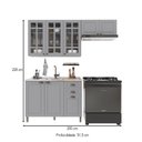 Ver imagem 3 de Cozinha Compacta Bariloche 8 Portas 2 Gavetas com Vidro 100% MDF 6225 Titânio Fosco - Indékes