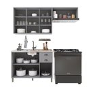 Ver imagem 2 de Cozinha Compacta Bariloche 8 Portas 2 Gavetas com Vidro 100% MDF 6225 Titânio Fosco - Indékes