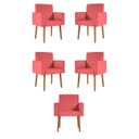 Ver imagem 1 de Kit 5 Cadeiras Poltronas Decorativa - Escritório - Recepção Cor:rosa