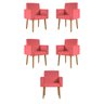 Kit 5 Cadeiras Poltronas Decorativa - Escritório - Recepção Cor:rosa - 1