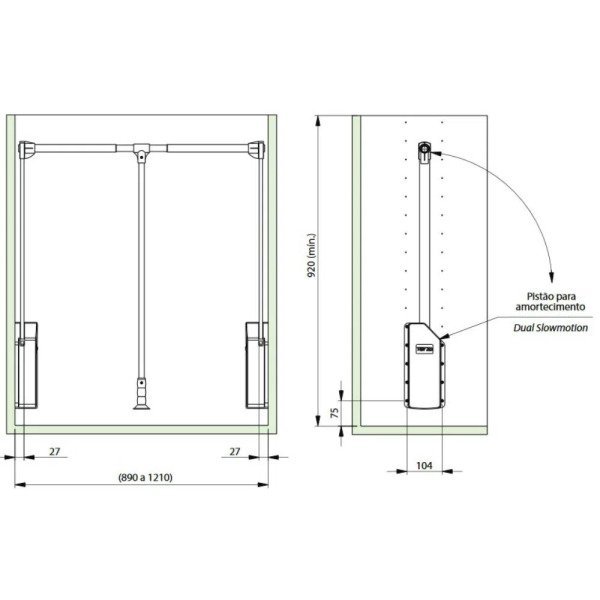 Cabideiro Basculante Dual Slow Fgvtn 890 a 1.210mm - 3