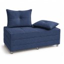 Ver imagem 1 de Puff Cama Dobravel 130cm Casal com Rodízios e Almofadas Cor: Suede Azul