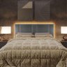 Cabeceira Estofada Cama Casal Queen Size Led Star 160cm Linho Cinza - 2