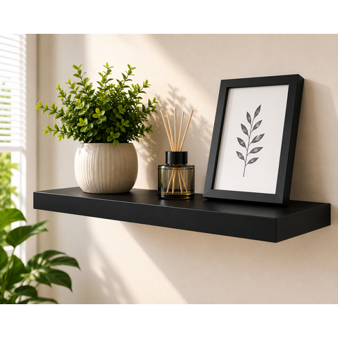 Prateleira MDF 30 x 15 cm Preta Eví Decor