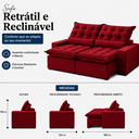 Ver imagem 3 de Sofá Malta Retrátil e Reclinável 290m - Vermelho