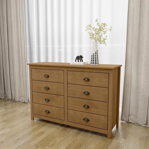 Cômoda Decorativa 8 Gavetas Madeira Maciça Osiris Freijó - G74 - Gran Belo