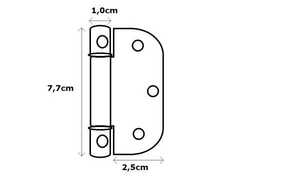 Kit 30 Peças de Dobradiça Sobrepor Aço Galvanizado Vg - 3