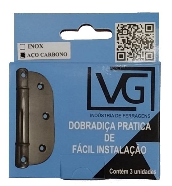 Kit 30 Peças de Dobradiça Sobrepor Aço Galvanizado Vg - 2