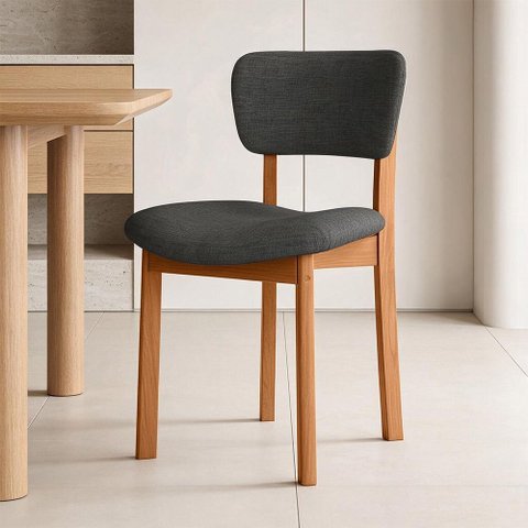 Cadeira para Sala de Jantar Cozinha Living Estofada Dara L02 Linho Cinza Escuro - Lyam Decor