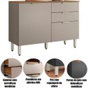 Ver imagem 4 de Balcão para Cozinha 120cm 2 Portas 2 Gavetas Olga Amêndola/Nude