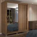 Ver imagem 1 de Guarda-roupa Solteiro Madesa Dallas 2 Portas de Correr com Espelho 2 Gavetas com Pés - Rustic