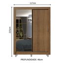Ver imagem 4 de Guarda-roupa Solteiro Madesa Dallas 2 Portas de Correr com Espelho 2 Gavetas com Pés - Rustic