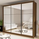 Ver imagem 1 de Guarda-roupa Casal com 9 Espelho 3 Portas Ravena - Freijó