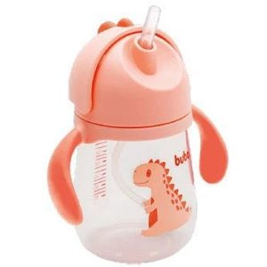 Copo com Alça e Canudo Dino Buba - Laranja