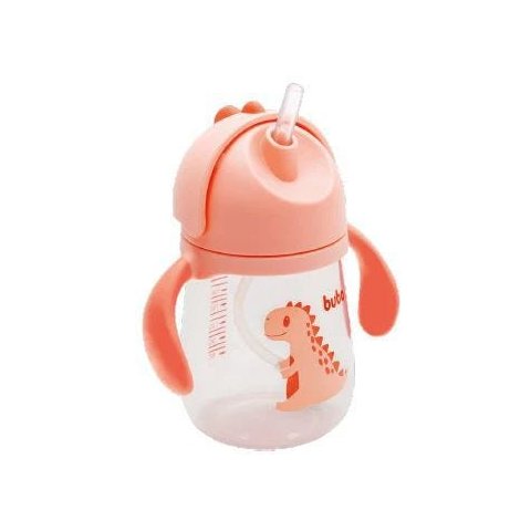 Copo com Alça e Canudo Dino Buba - Laranja