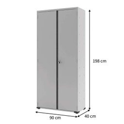 Armário Multiuso de Aço Organizador 2 Portas 3 Prateleiras com Fechadura 170M - 3