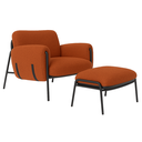 Ver imagem 3 de Kit Poltrona Cadeira Decorativa + Puf Serrana Zahav Estofado:bouclé Terra Cota Courino