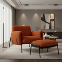 Ver imagem 1 de Kit Poltrona Cadeira Decorativa + Puf Serrana Zahav Estofado:bouclé Terra Cota Courino