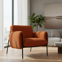 Ver imagem 2 de Kit Poltrona Cadeira Decorativa + Puf Serrana Zahav Estofado:bouclé Terra Cota Courino