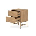 Ver imagem 3 de Mesa de Cabeceira Maya 2 Gavetas 43 Cm X 40 Cm Tauari/dourado
