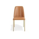 Ver imagem 5 de Kit 2 Cadeiras Estofadas Lucy Aço Dourado Couro Pu Caramelo