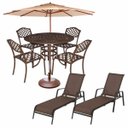 Ver imagem 1 de Jogo de Mesa para Jardim e Área Externa com Ombrelone 2 Espreguiçadeiras Piscina