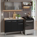 Ver imagem 1 de Armário de Cozinha Compacta 165cm com Pia Rustic/Preto Emilly Madesa 05