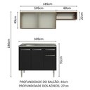 Ver imagem 4 de Armário de Cozinha Compacta 165cm com Pia Rustic/Preto Emilly Madesa 05