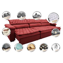 Sofá Retrátil e Reclinável 3.82m Molas Ensacadas Cama inBox Botonê Espuma Viscoelástico - 3