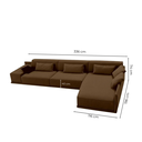 Ver imagem 3 de Sofá de Canto 5 Lugares com Chaise Lado Direito em Sarja 336x196cm Marrom