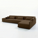 Ver imagem 2 de Sofá de Canto 5 Lugares com Chaise Lado Direito em Sarja 336x196cm Marrom