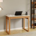 Ver imagem 1 de Escrivaninha Mesa de Escritório Industrial 100% MDF 100cm Branco Off White com Freijó