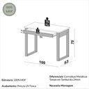 Ver imagem 3 de Escrivaninha Mesa de Escritório Industrial 100% MDF 100cm Branco Off White com Freijó