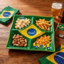 Ver imagem 3 de Petisqueira Grande com Divisórias Brasil Bandeira Copa do Mundo Prato para Petiscos