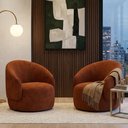 Ver imagem 2 de Kit 02 Poltronas Decorativas Orgânicas Saara Sala de Estar Living Luxo Bouclê Terracota - Abmaza