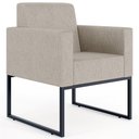 Ver imagem 1 de Poltrona Decorativa para Sala Estar e Recepção Base Fixa de Metal Helô L02 Linho Bege - Lyam