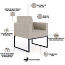 Ver imagem 4 de Poltrona Decorativa para Sala Estar e Recepção Base Fixa de Metal Helô L02 Linho Bege - Lyam