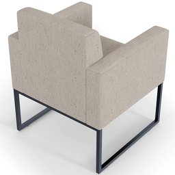 Poltrona Decorativa para Sala Estar e Recepção Base Fixa de Metal Helô L02 Linho Bege - Lyam - 8