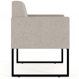 Poltrona Decorativa para Sala Estar e Recepção Base Fixa de Metal Helô L02 Linho Bege - Lyam - 6