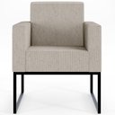 Ver imagem 3 de Poltrona Decorativa para Sala Estar e Recepção Base Fixa de Metal Helô L02 Linho Bege - Lyam