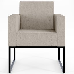 Poltrona Decorativa para Sala Estar e Recepção Base Fixa de Metal Helô L02 Linho Bege - Lyam - 3