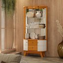 Ver imagem 5 de Conjunto Buffet Monza Cristaleira Moss com Porta em MDF Curvo e LED Cinamomo/Off White