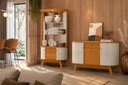 Ver imagem 1 de Conjunto Buffet Monza Cristaleira Moss com Porta em MDF Curvo e LED Cinamomo/Off White