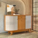 Ver imagem 7 de Conjunto Buffet Monza Cristaleira Moss com Porta em MDF Curvo e LED Cinamomo/Off White