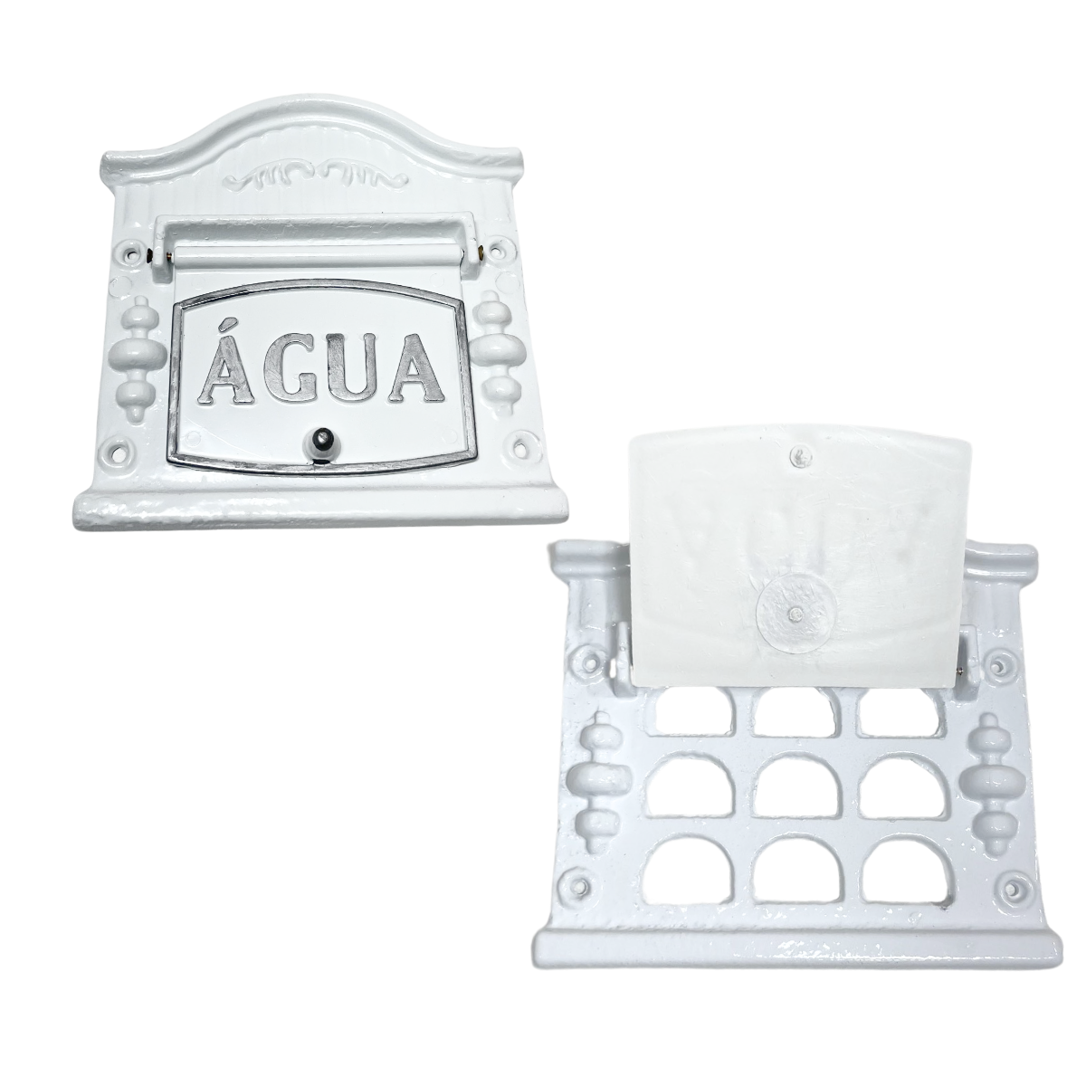 Visor Água para Muros e Portões Alumínio Fundido Modelo Clássico Branco Texturizado com Letras Doura - 4