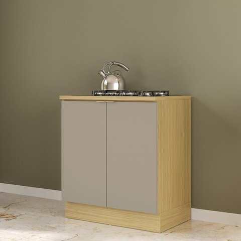 Balcão para Cozinha 2 Portas Elite Yescasa Marrom/Canary/Avela