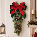 Ver imagem 2 de Enfeite de Natal Guirlanda Coroa Natalina Nevada Parede Porta Vermelho Verde 85cm Decoração
